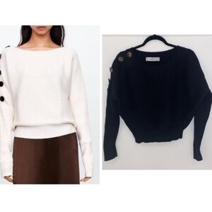 Zara ribbed knit sweater with button detail Size small
